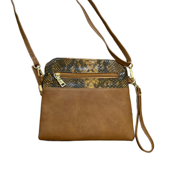 Jen and Co Tara mixed Media Snake Skin Crossbody/ Wristlet Handbag - Picture 5 of 10